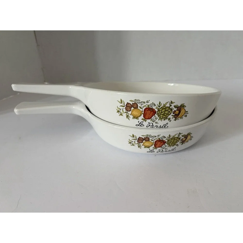 CorningWare Le Persil Spice of Life P-83-B Pan Skillet Dish Vintage Set Of 2